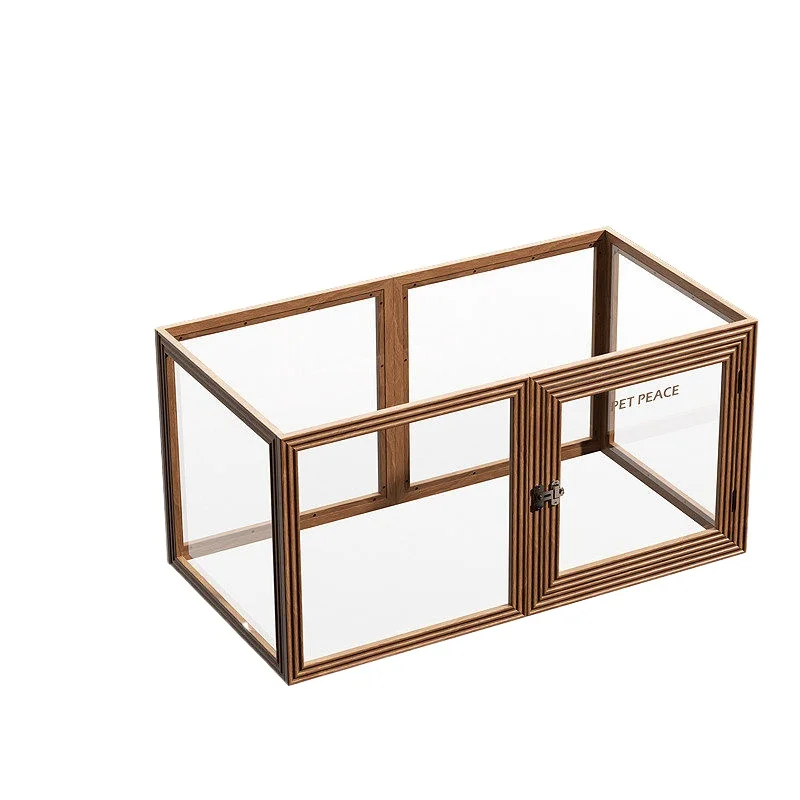

Solid wood transparent dog fence acrylic kennel pet fence small dog cage antique style