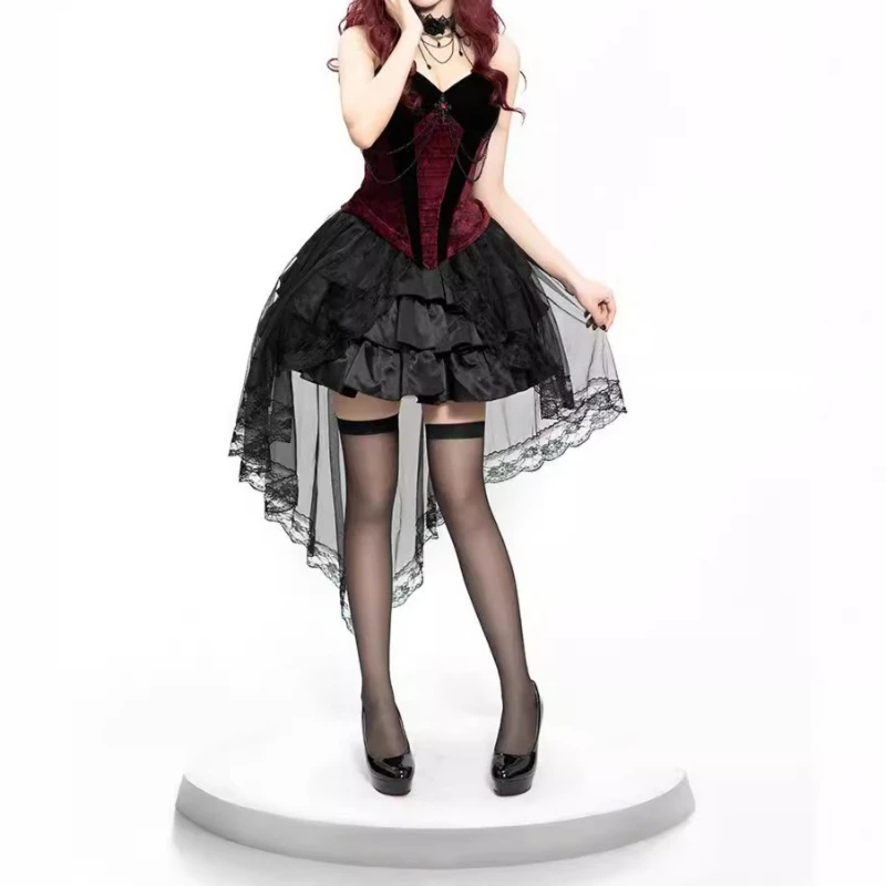 

Новинка 2025 года, винтажные готические темные девушки, бархатные майки с поясом «рыбья кость», топ на бретельках Y2K, облегающие женские платья с высокой талией в стиле гранж