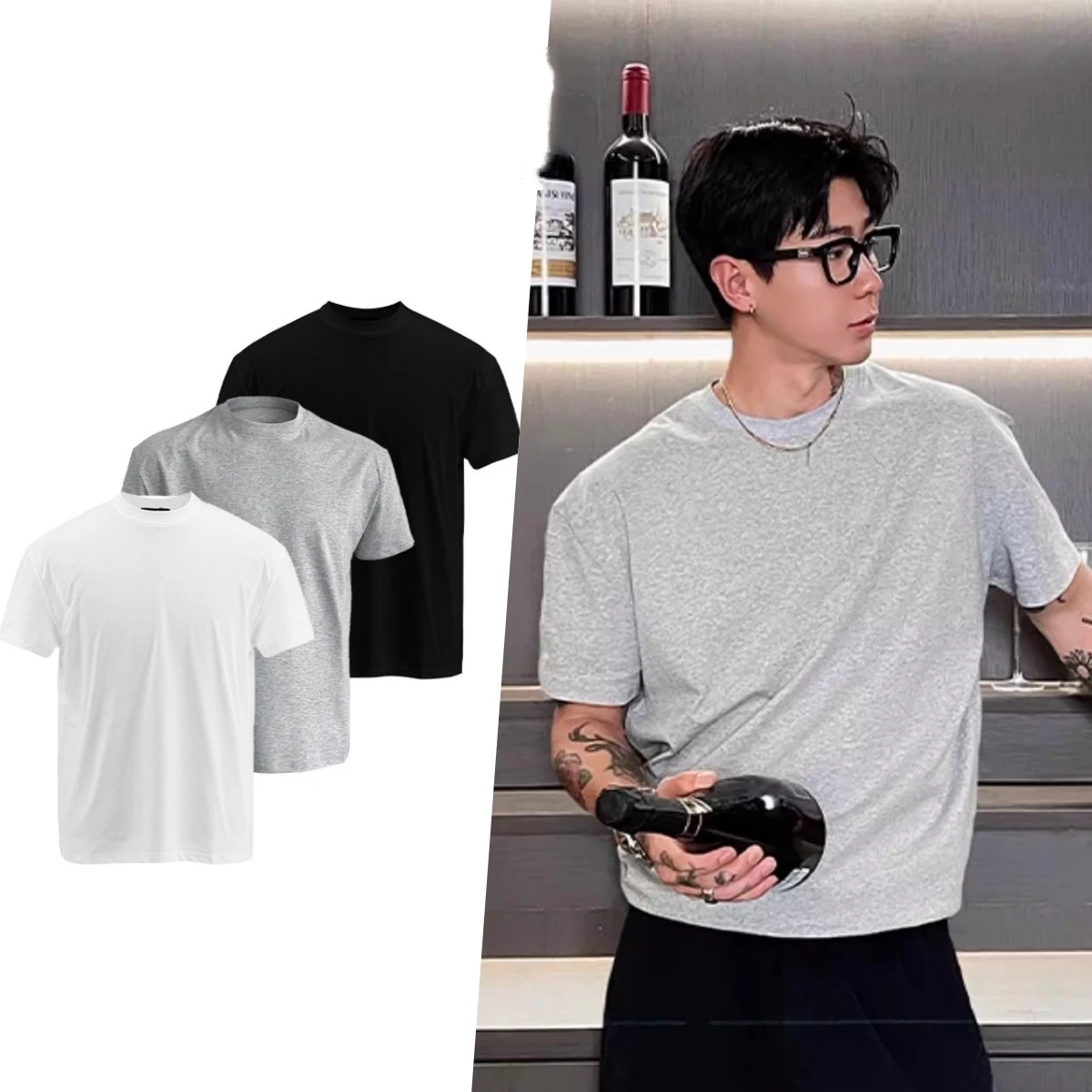 Korea Fashion T Shirt Male Shirts Breathable Tatting Daily Summer Polyester Fashionable t Shirts Clothing Wholesale