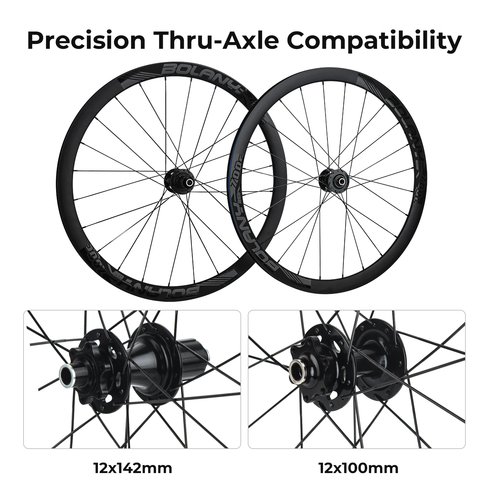 Bolany Road Wheelset Height 40mm Clincher Bike Wheels Disc Brake Road Wheelset Inner Width 700x23-38C Tyre HG Thru-Axle