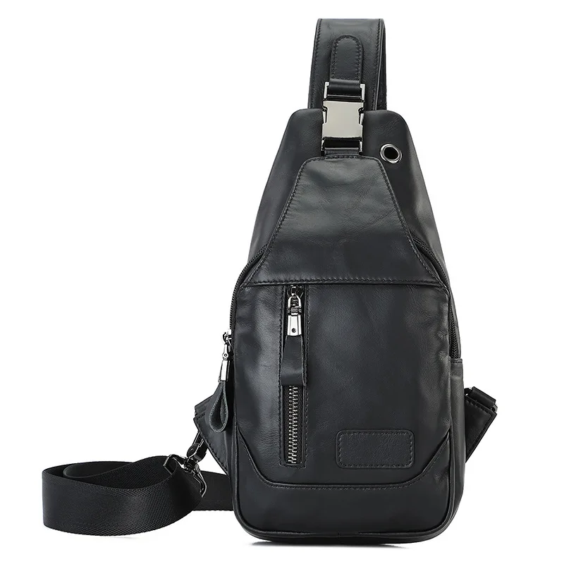 

Anti-theft Real Cow Leather Chest Bag Men Vintage Single Male Cowhide Shoulder Bag Small Genuine Leather Crossbody Bag
