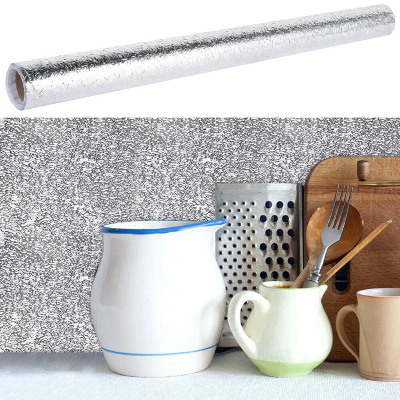 100cm Dust-proof Waterproof Oil-proof Aluminum Foil Kitchen Wall Sticker High Temp Resistant Kitchen Accessories