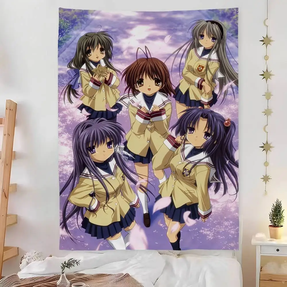 Anime C-CLANNAD Tapestry Bedroom Living Bar Garden Outdoor Microfiber festival Decoration Background Art Banner