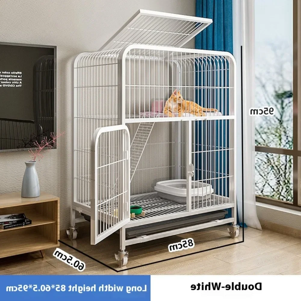 Cage Villa Dog Pet Dog Cages House Leak-Proof Pan Metal Dog Crate With Door Removable Tray Kennel On Wheels