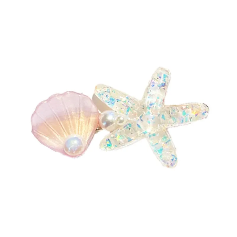 Horquilla de estrella de mar fresca para mujer, Clip lateral de resina, lindo flequillo de sirena, juego combinado de pinzas para el cabello, tocado, nuevo