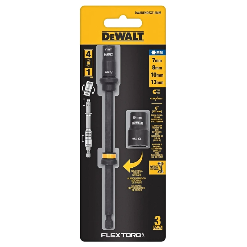 

DEWALT DWADENDEXT-2MM FLEXTORQ двусторонняя гайка, удлинитель гнезда 4 в 1, аксессуары для электроинструментов