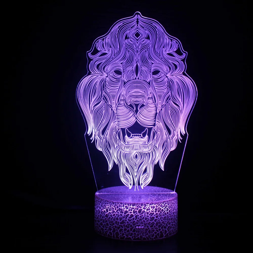 Nighdn Lion 3D Illusion Lamp for Kids LED Night Light 7 Colors Changing Bedroom Decoration Table Lamp Christmas Birthday Gift