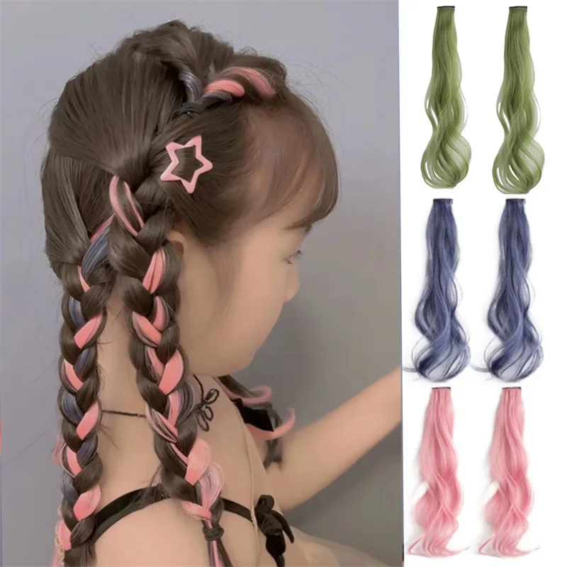 

Synthetic Colorful Wig Clip Princess Hair Accessories Sweet Cool Hair Decorations For Girls Kids Extension