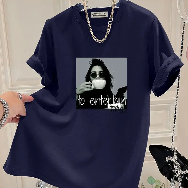 Summer Women Clothing Vintage Printed Casual Short Sleeve T-shirt O-neck Loose Basics Top Tee