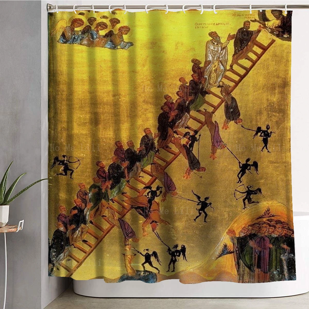 Shamanic Sacra Fantasy Art Sacred Mental Spaces Occultism The Ladder Of Divine Ascent Polyester Fabric Shower Curtain