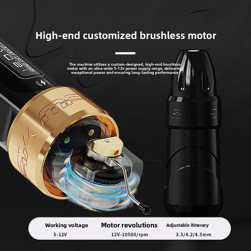 New 2 Battery Flux max Tattoo Machine Powerful Coreless Motor Lithium Battery LED Display for Permanent MakeUp Tattoo Artist