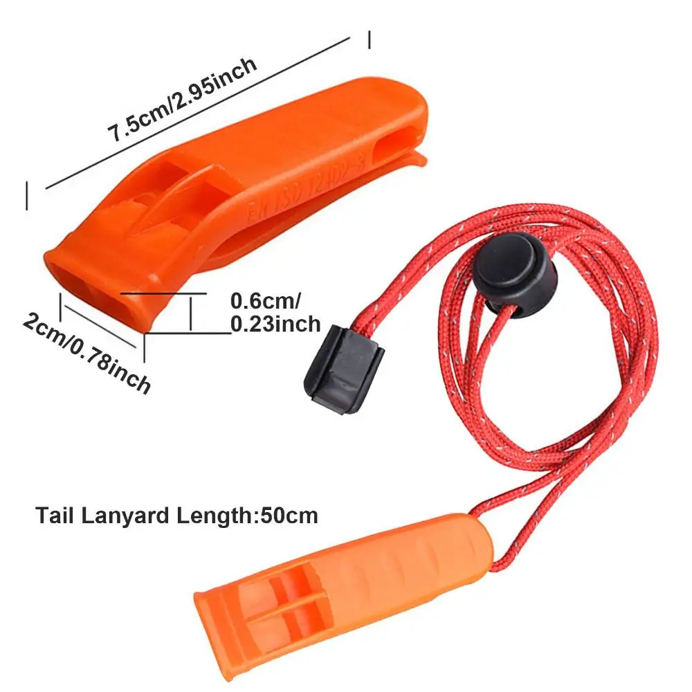 Double Pipe Dual Whistle para Camping, Marine Whistle Rescue, Segurança de Emergência, Survival Whistles com cordão reflexivo ajustável