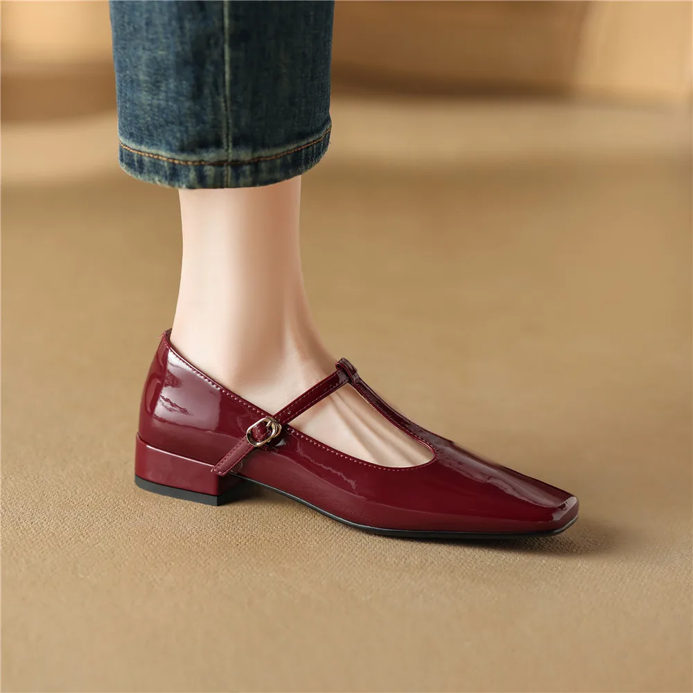 FEDONAS Fashion T-tied Women Pumps Square Toe Genuine Leather Spring Summer Low Heels Office Lady Working Shoes Woman Pumps 2024