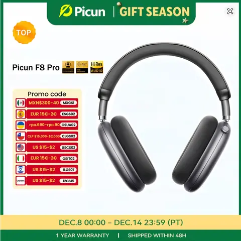 Picun F8 Pro ANC Cuffie wireless Monitoraggio della testa Audio spaziale 3D -52dB ANC HIFI Auricolare Bluetooth ENC HD Mic APP a bassa latenza