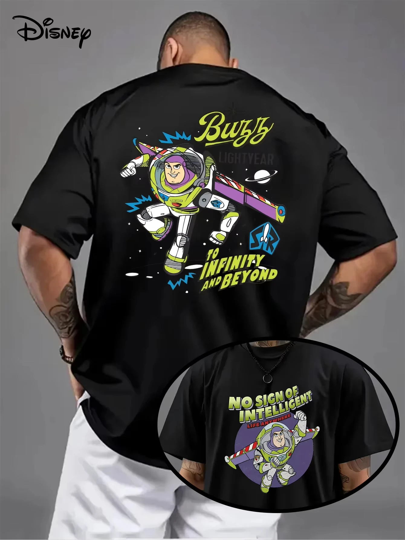 

Футболка с принтом мультфильма Disney Buzz Lightyear 2026, мужская и женская летняя новинка, повседневный топ в стиле американского хип-хопа с короткими рукавами, Y2K