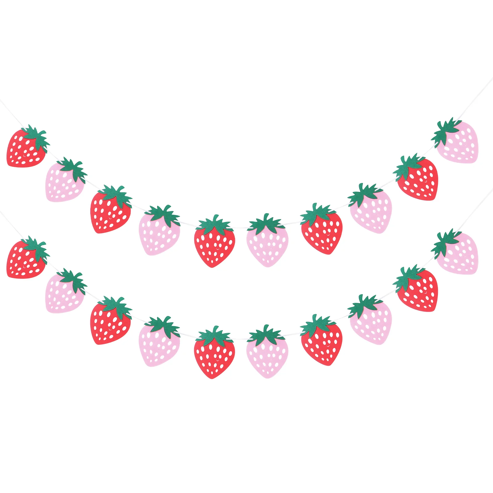 

2 Sets Strawberry Pull Flag Party Banners Birthday Hanging Wreath Bunting Buntings Felt Ornament Design