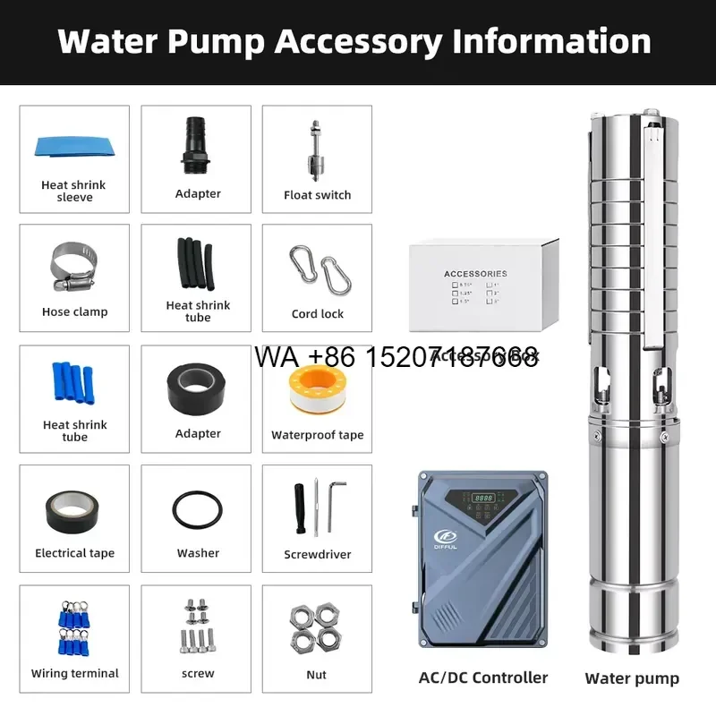 Wmwmnu for Three Phase Motor Hybrid Power Submersible Pump Solar and AC Grid Dual Power for Farm Irrigation Deep Well Water