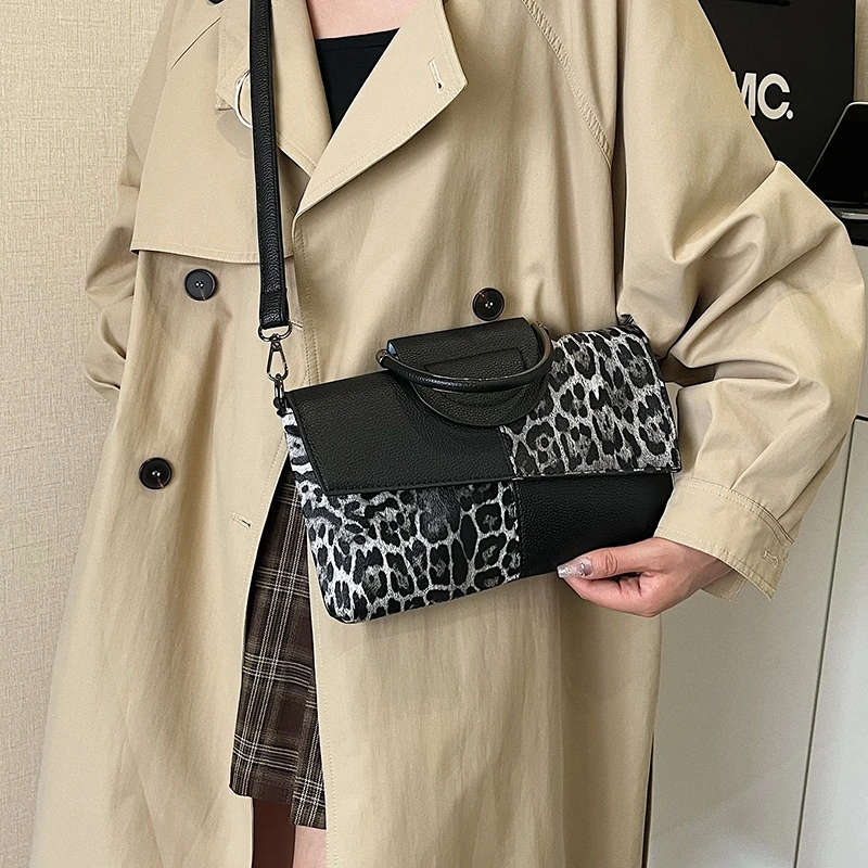 

Модные сумки на плечо из однотонной искусственной замши на молнии, 2026, высококачественные сумки большой вместимости с леопардовым принтом для женщин