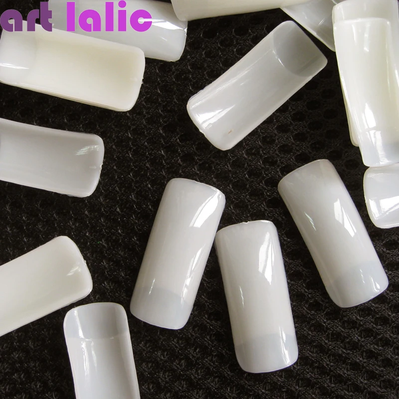 Natural Full Cover False Nails, French Half Tips, Nail Art Manicure, 10 Sizes, Set of 500