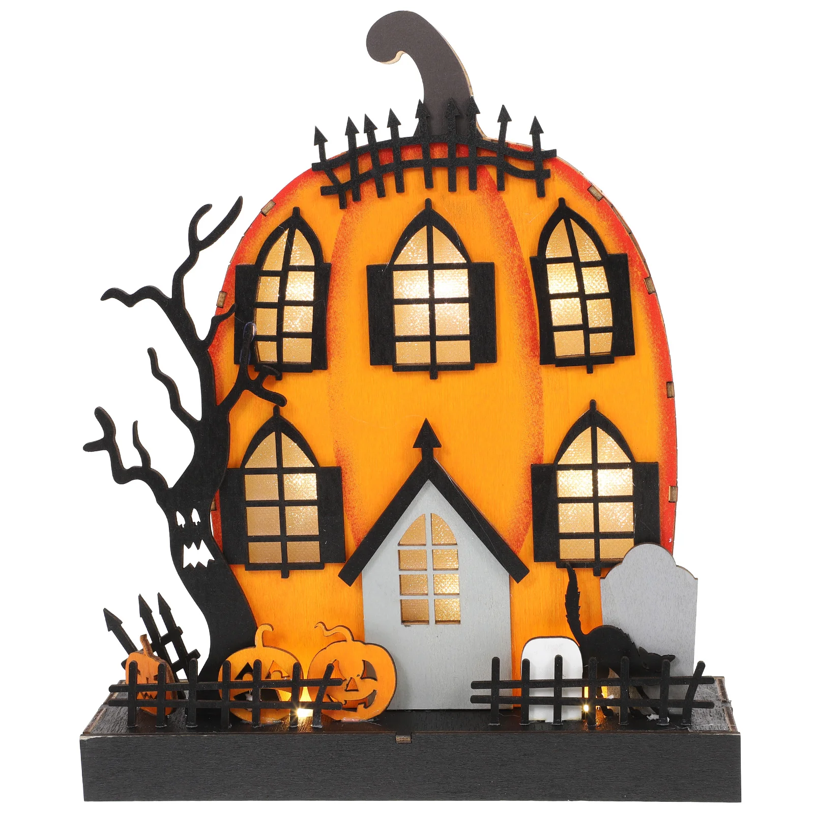 

Pumpkin House Decoration Home Artificial Tabletop Wooden Halloween Adornment Light