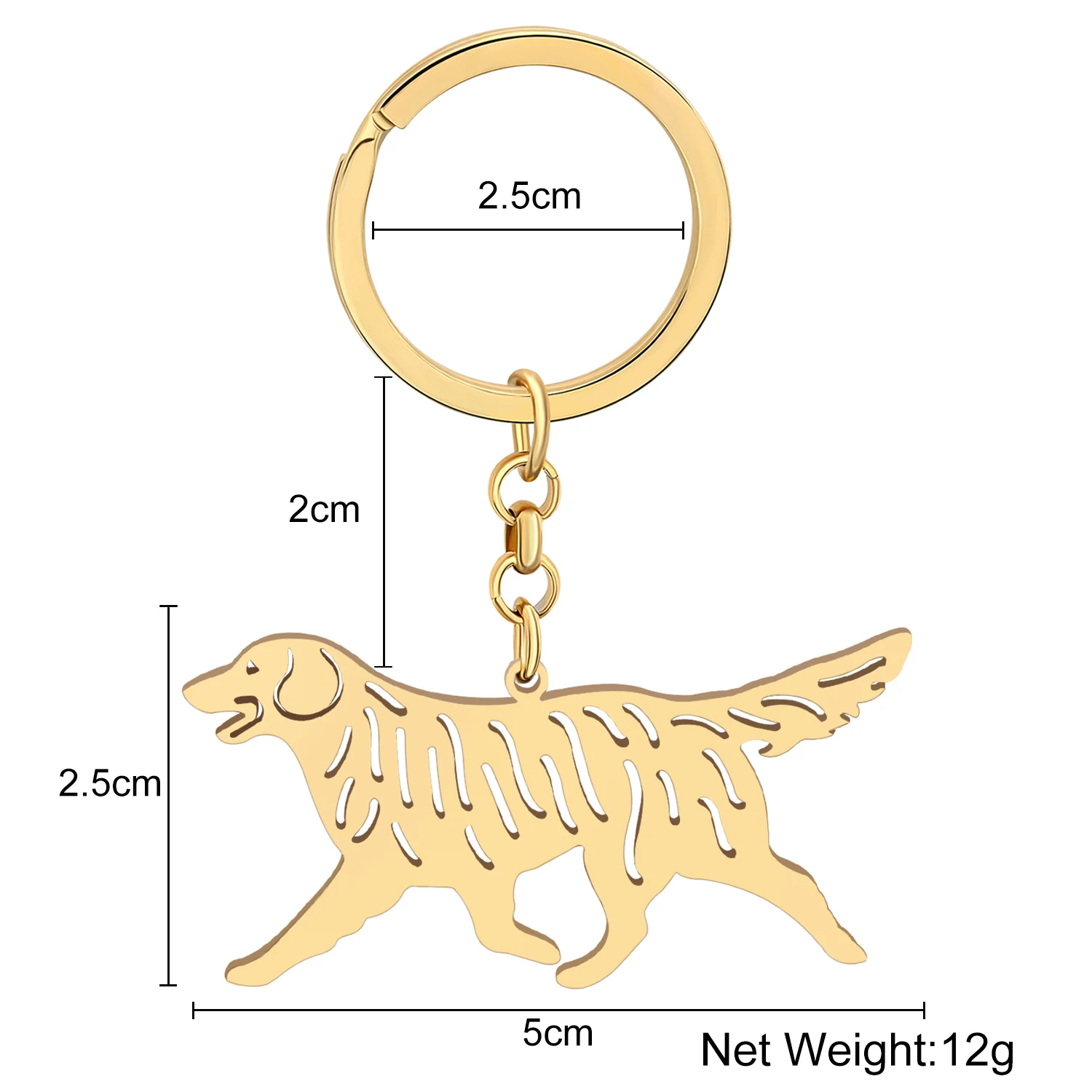 Bonsny Stainless Steel Gold-plated Golden Retriever Dog Key Chain Keychains Keyring Bag Charms For Women Girls Gift