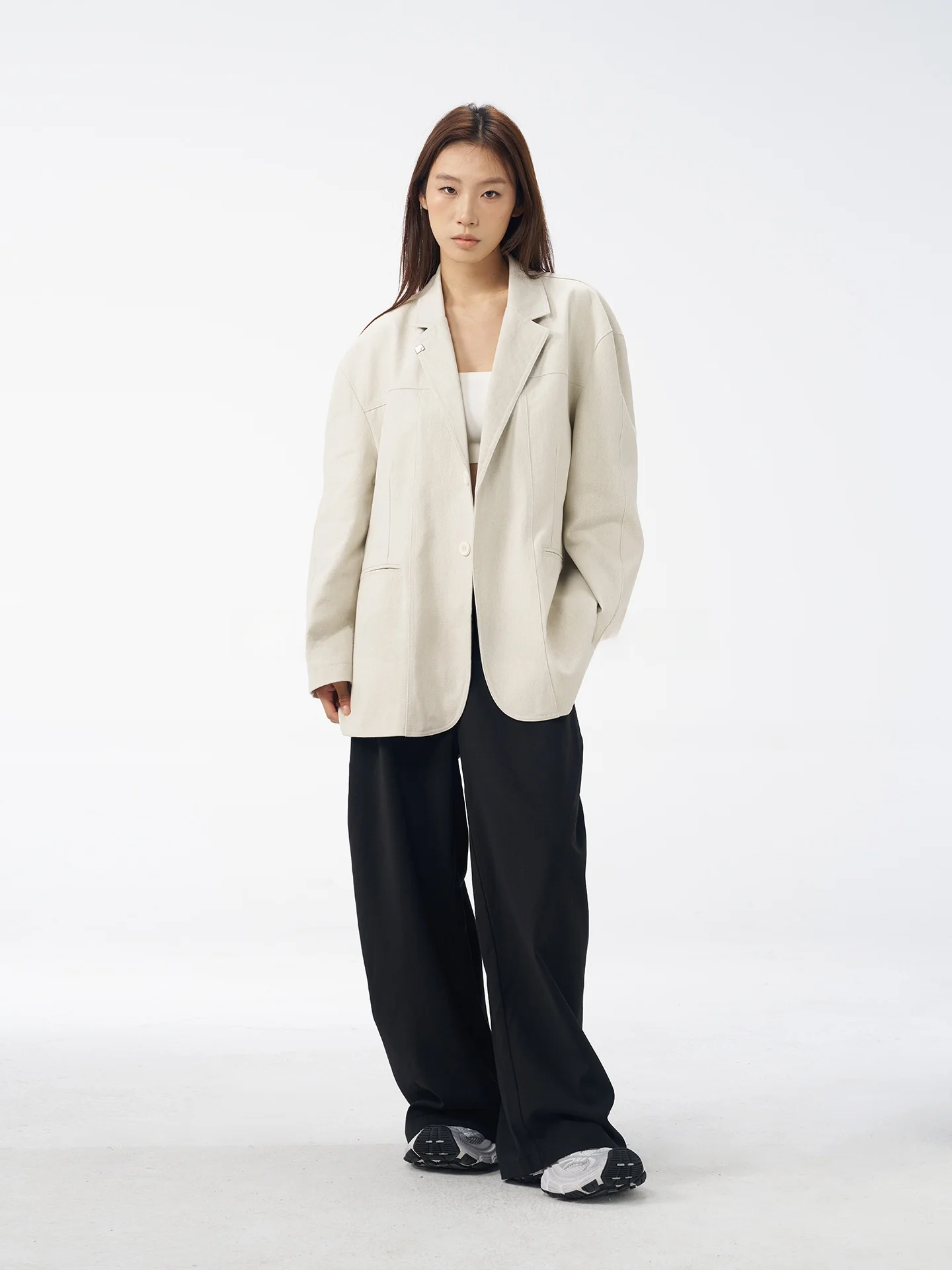 

Blackquake Vintage Style Washed Cotton Twill Suit Black Neutral Loose Fit Long Sleeve Windproof Coat for Men And Women