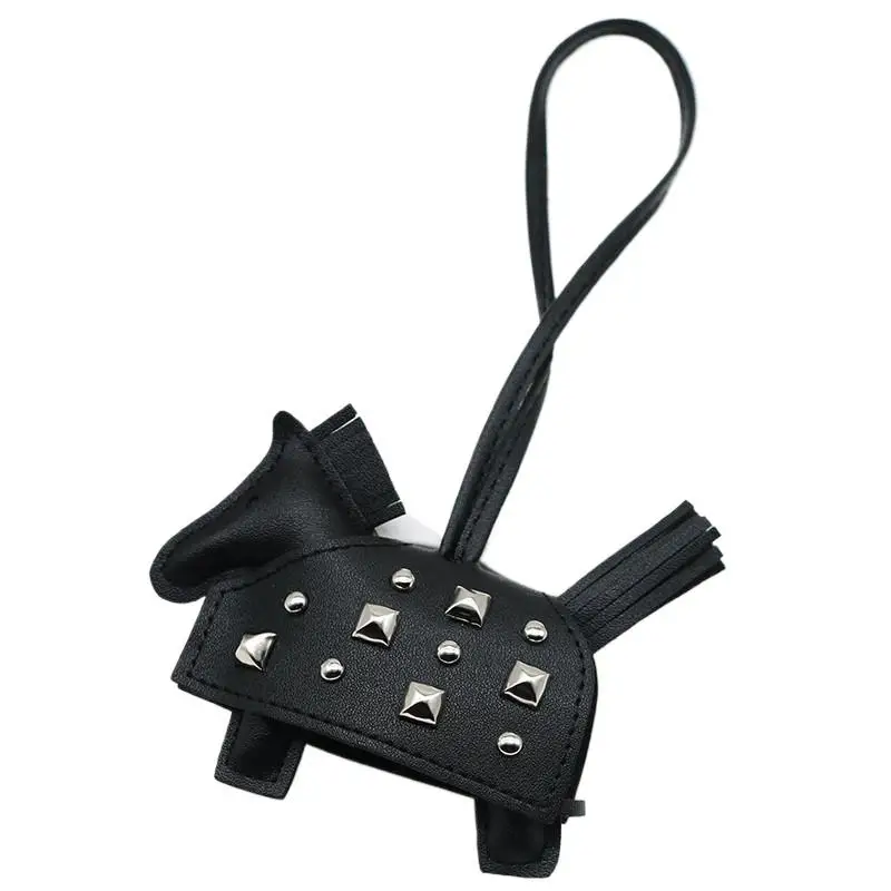 Modischer Silberner Nieten-Pferde-Taschenanhänger, Handgenähter PU-Leder-Fohlen-Anhänger, Taschenaccessoire – Detail 7