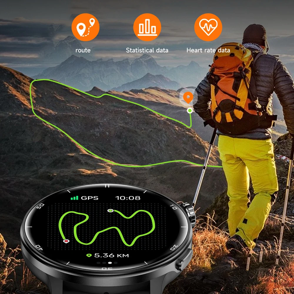 GPS 스마트워치 남녀 AMOLED 디스플레이 방수 야외 스포츠 BT 통화 스마트워치 건강 감지 고도 기압 나침반