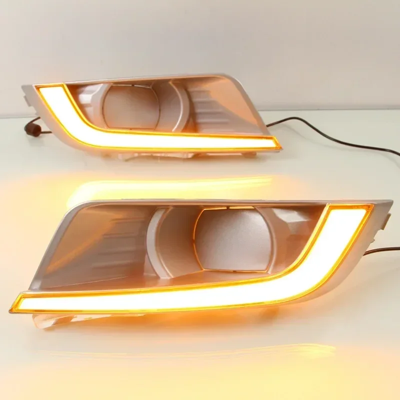 LED النهار تشغيل ضوء لفورد رينجر T7 2015 - 2018 مقاوم للماء 12 فولت الأصفر بدوره إشارة مؤشر ضوء الوفير مصباح LED DRL