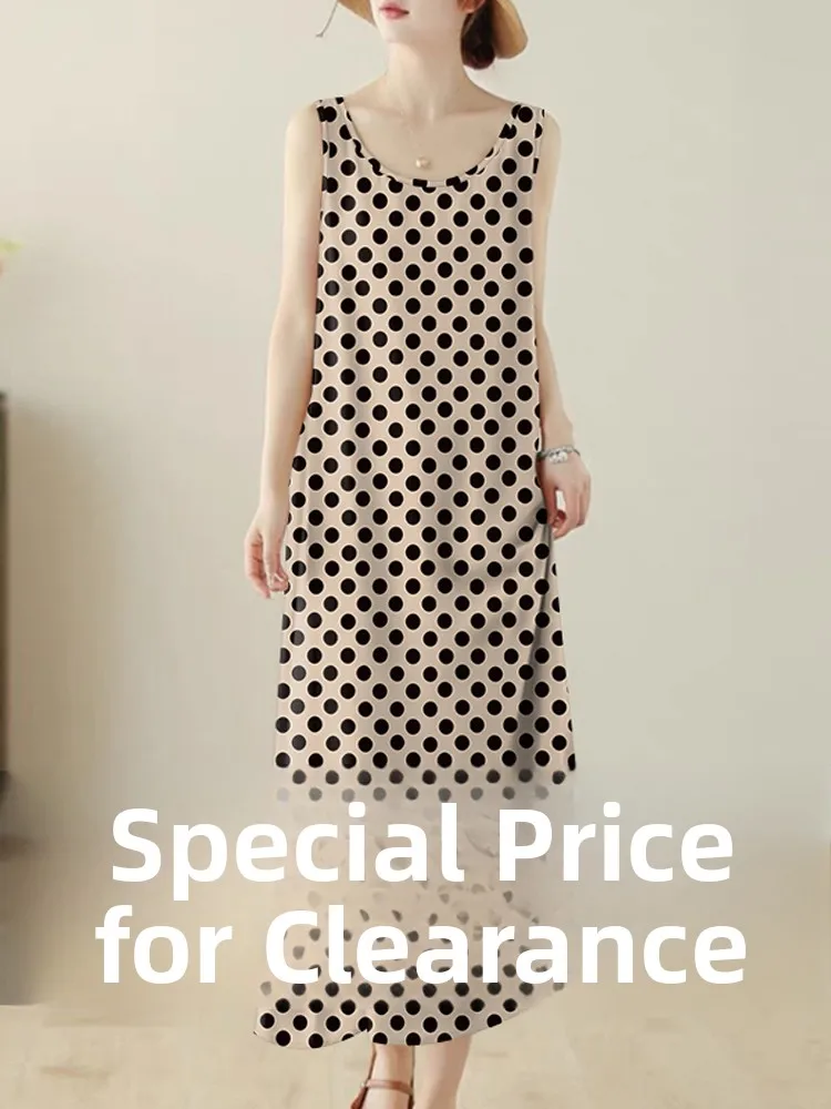 

Summer New 2025 Women's Sleeveless Dress Vest Base Skirt Meat Covering High Quality Elegant A-Line Midi Dress Commute Style