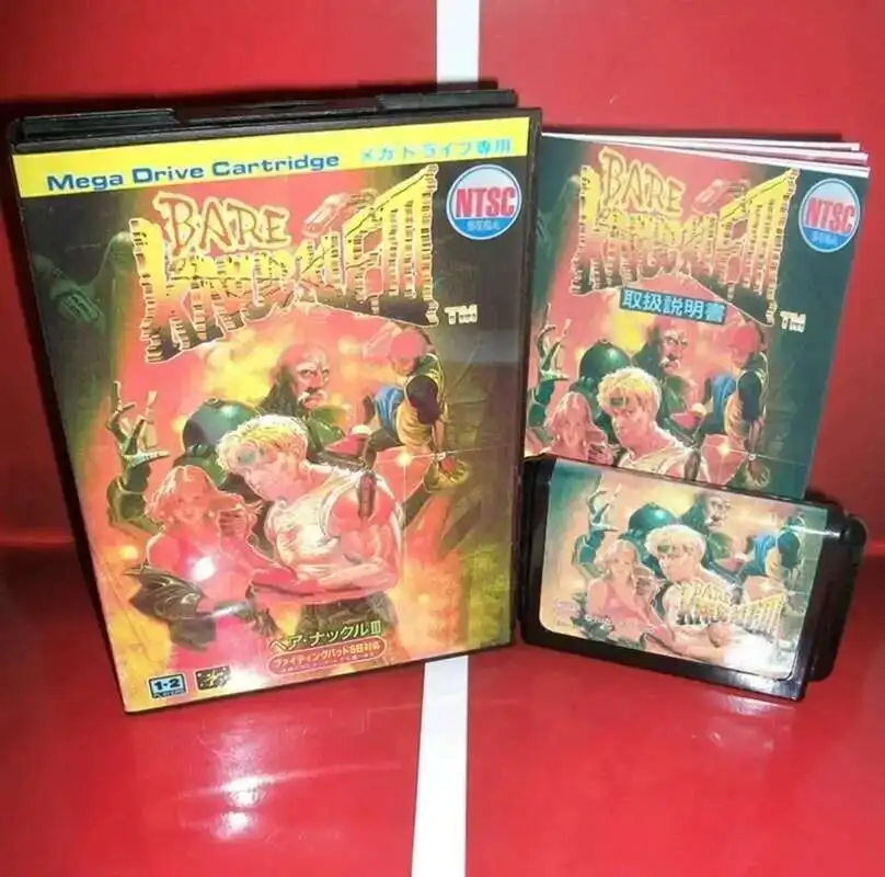 Cartão de jogo Bare Knuckle III com caixa e manual para sistema Sega MD Megadrive Genesis de 16 bits