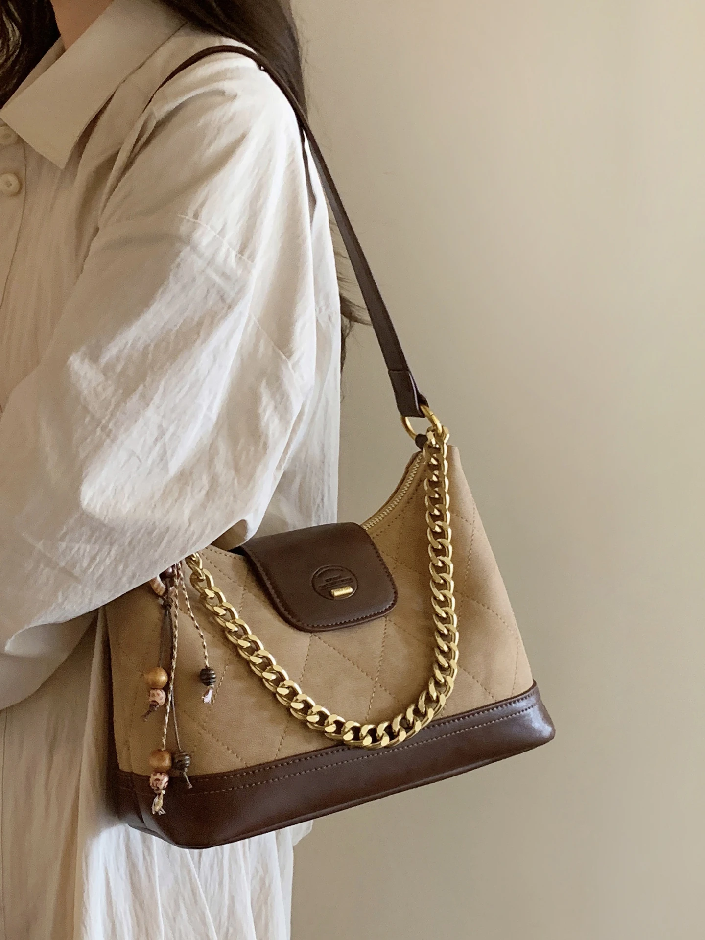 حقيبة يد للنساء، الخريف والشتاء، مربعات، حقيبة للتنقل، حقيبة كتف واحدة متعددة الاستخدامات، حقيبة كروس