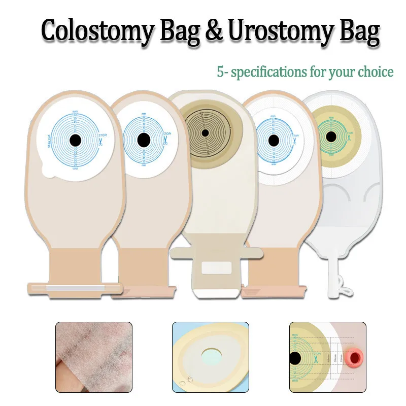 10Pcs Multiple Specifications One-piece Colostomy Bag Urostomy Bag with Activated Charcoal