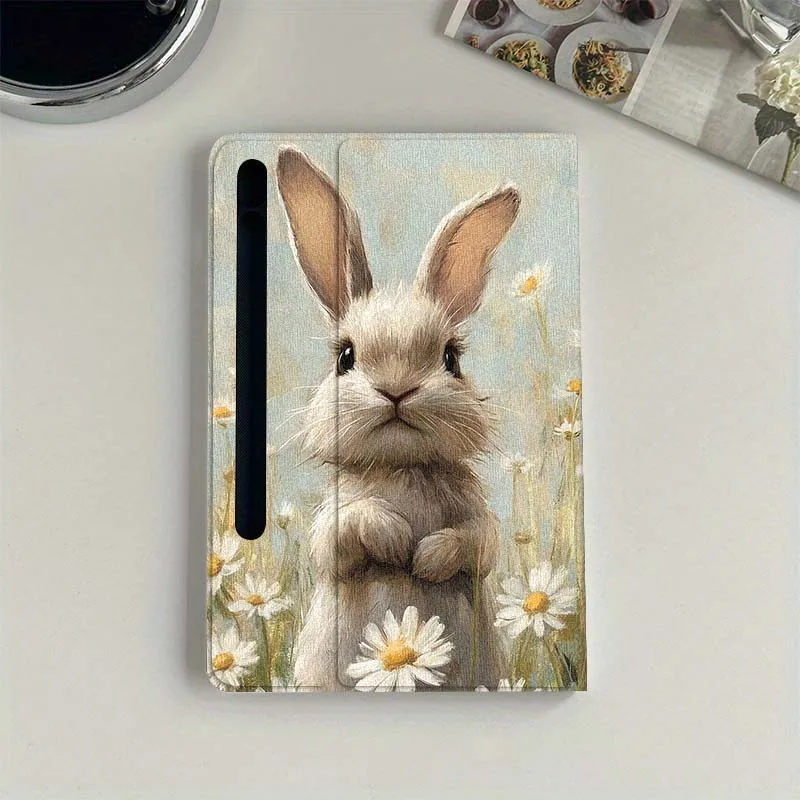 Art paint flowers rabbit For Samsung Galaxy Tab S7 S8 S9 S10 11 12.4 13.1 FE Plus Lite Inch Cover Tablet Case