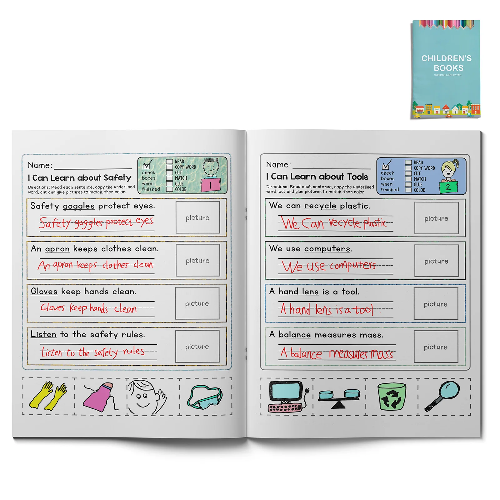 Kids English Sentence Activity Book, Fun Simple Sentence Practice, Develop Children's Reading & Writing Skills