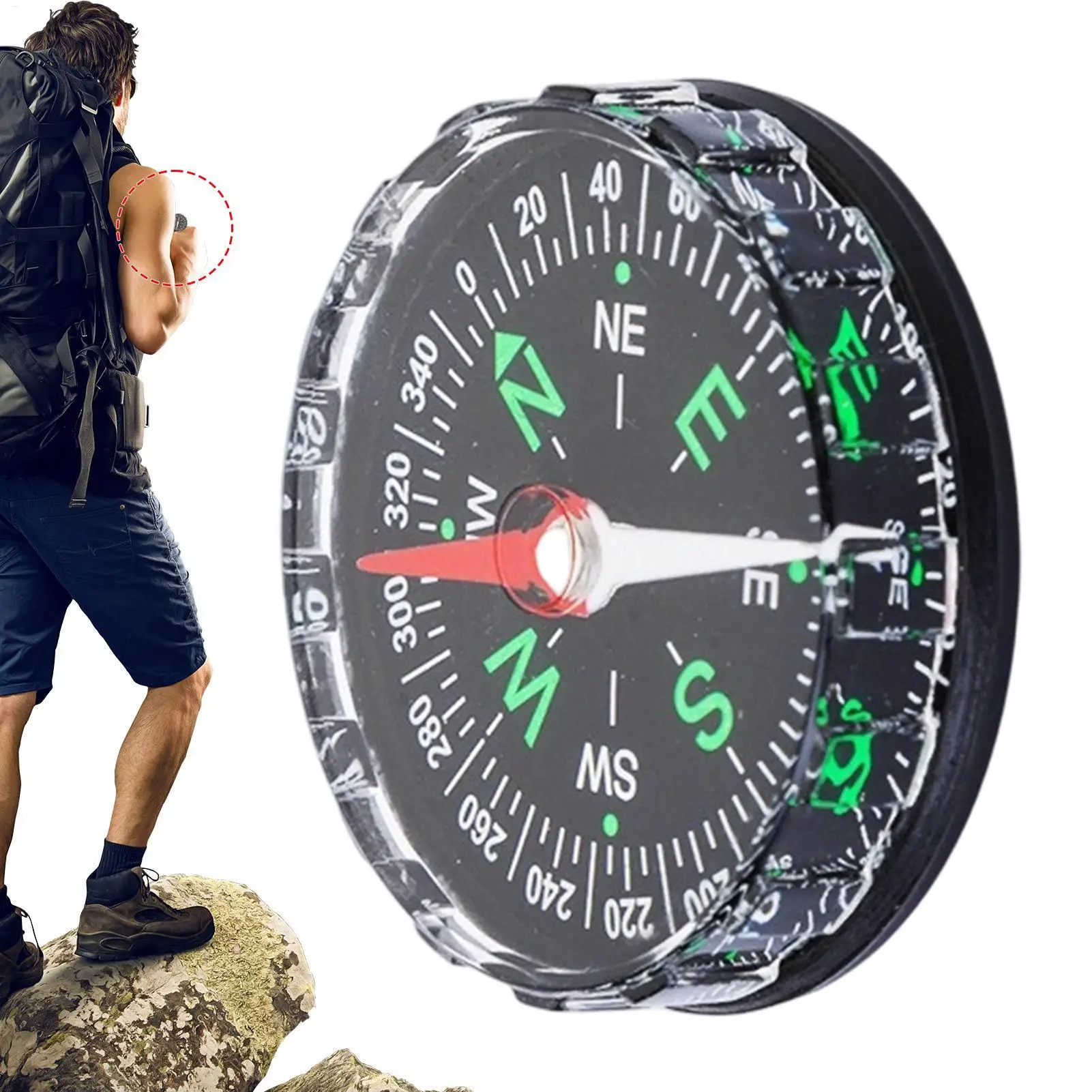 Waterproof Multifunctional Hiking Compass Portable Precise Navigation Tool For Outdoor Survival Mountaineering Boating Travel