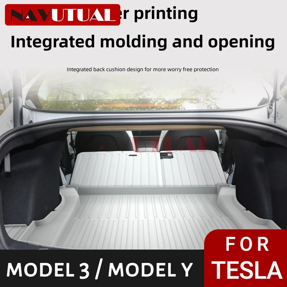 

For Tesla Model 3 Y Rear Seats Back Protector Anti-Kick Mats White TPE Seat Cover & Trunk Mats Foot Pad Model 3 Y Accessories