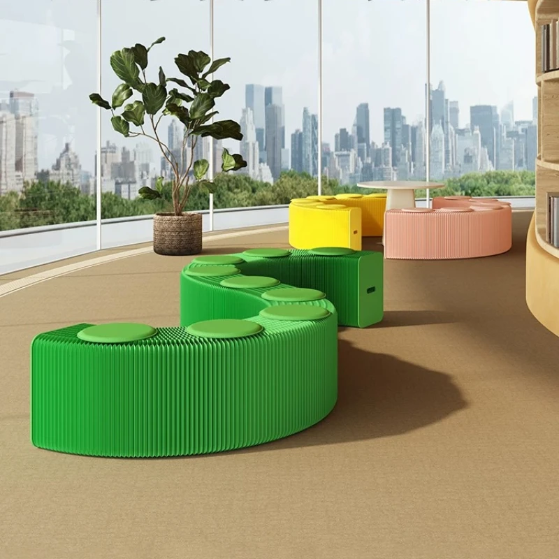 Folding bench, multi-seater stool, telescopic sofa stool, bedside stool, creative fashion exhibition activity, dopamine