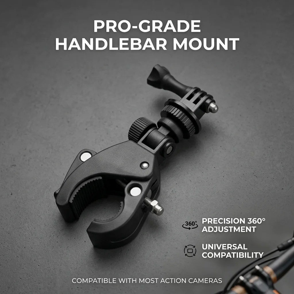 

Desiontal Handlebar Mount for GoPro Action Cameras, One-Touch Adjustment, Quick-Release Base, ABS Material, Bottom Crab Clamp
