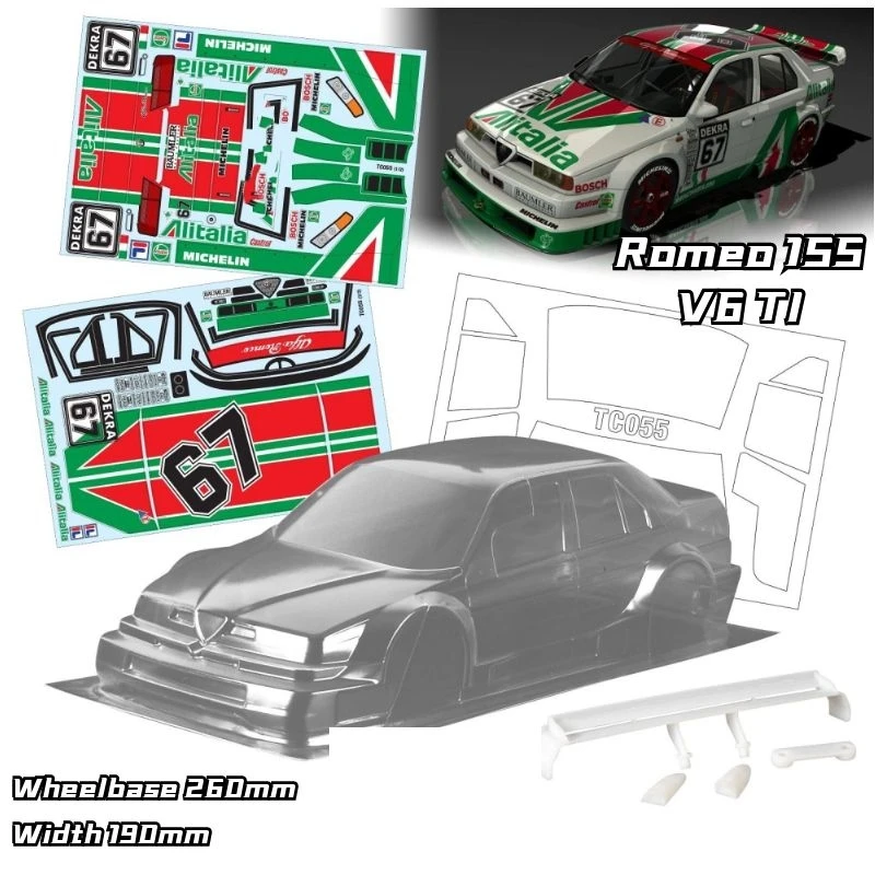 1/10 Romeo 155 V6 Ti Rc Pc Body Shell 190Mm Breedte 260Mm Wielbasis Whee Geen Geschilderd Drift Lichaam rc Voor Hsp Hpi Trax Tamiya