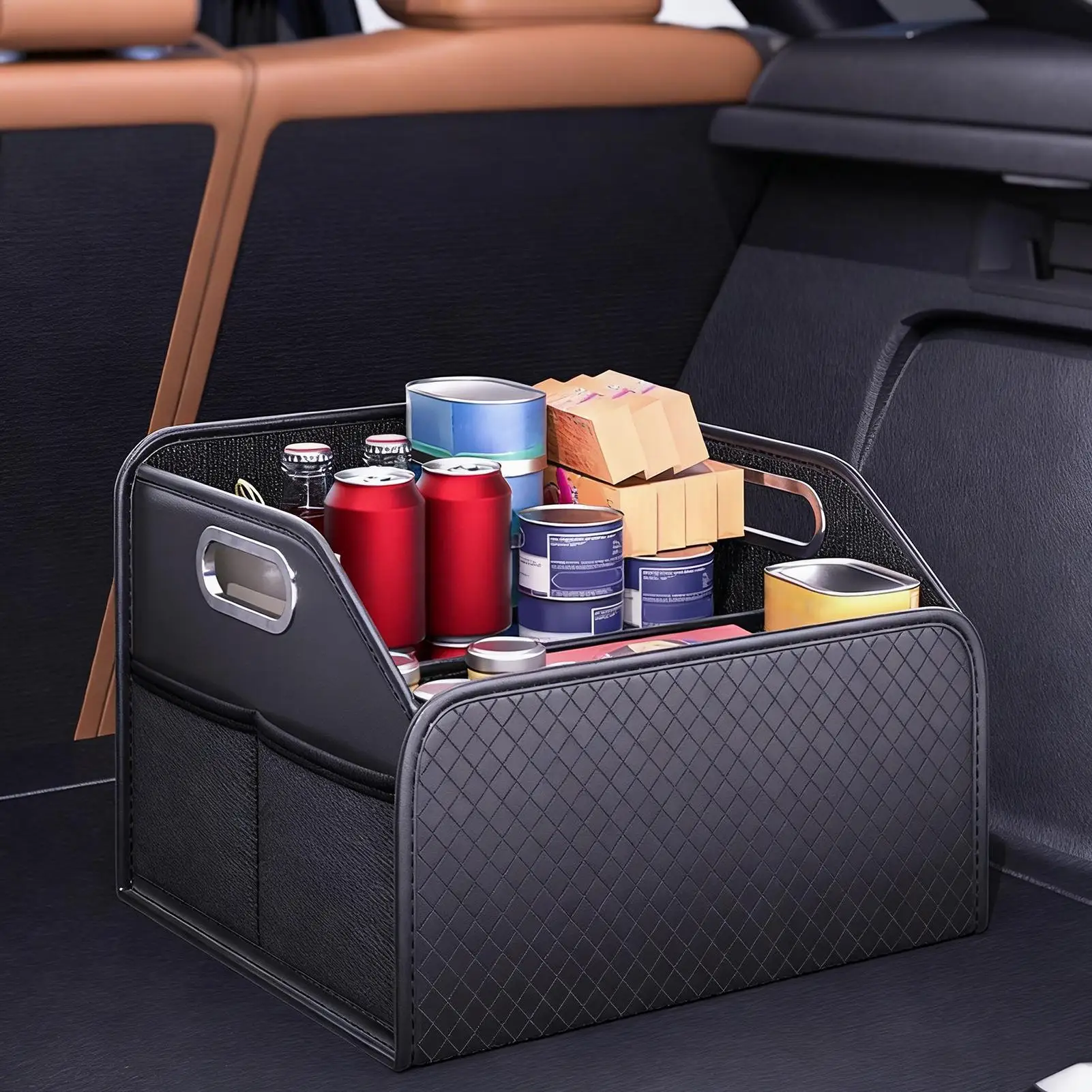 

Car Trunk Organizer SUV Multi-Compartment With Handles Folding Box Car Storage Organizer For SUV RV Sedan Automotive Vehicle