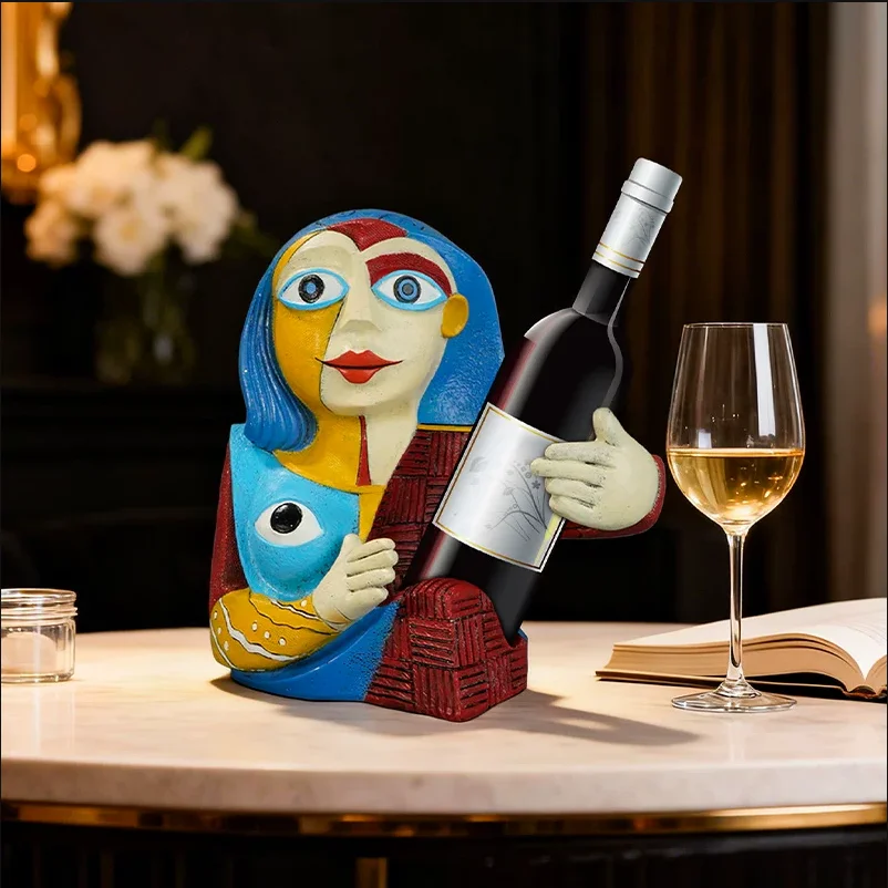 Creative Abstract Character Red Wine Rack Storage Ornament Wine Bottle Holder Home Decoration for Liviingroom Kitchen Organizer