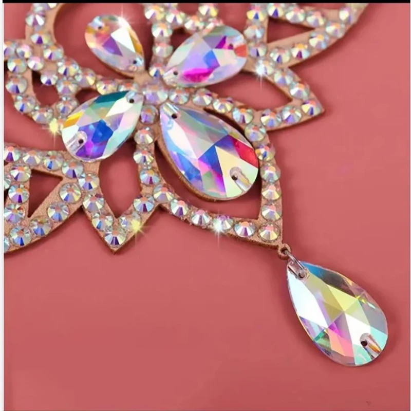 

Belly Dance Stage Performance Costume Accessories, Dance Rainbow Diamond Chain Jewelry, Water Droplet Waist Chain