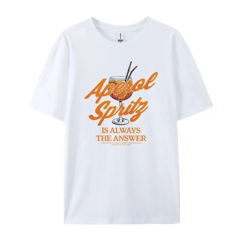 Aperol Spritz Fun T-Shirt Fashion Vintage Alcoholic Drinks T-Shirt Cotton Loose Plus Size Cocktail Graphic Crew Neck T-Shirt