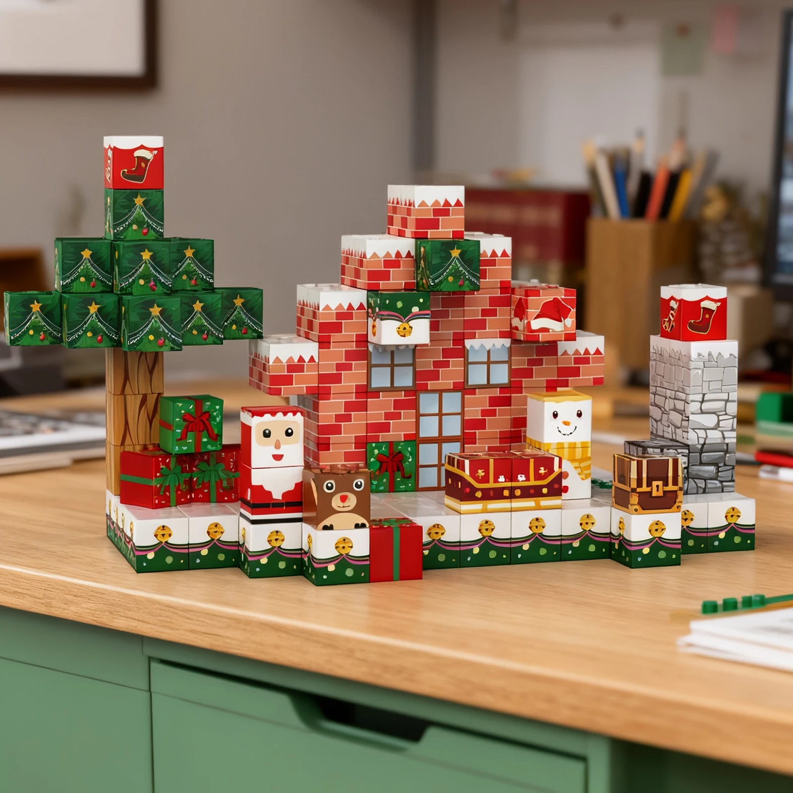 磁気ブロック 154-180ピース クリスマスハウス 磁気キューブ 組み立ておもちゃ 男の子 女の子 STEM モンテッソーリ感覚玩具