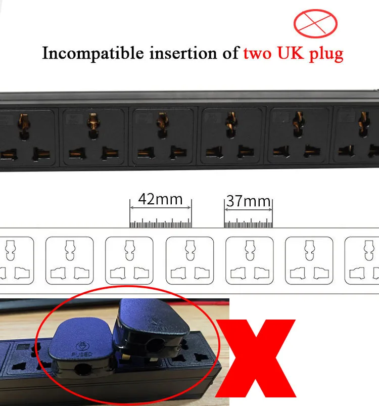 PDU Power Strip Distribution Unit Cabinet Rack Mount 2-11 Ways Universal Socket Outlets Switch C14 interface Input