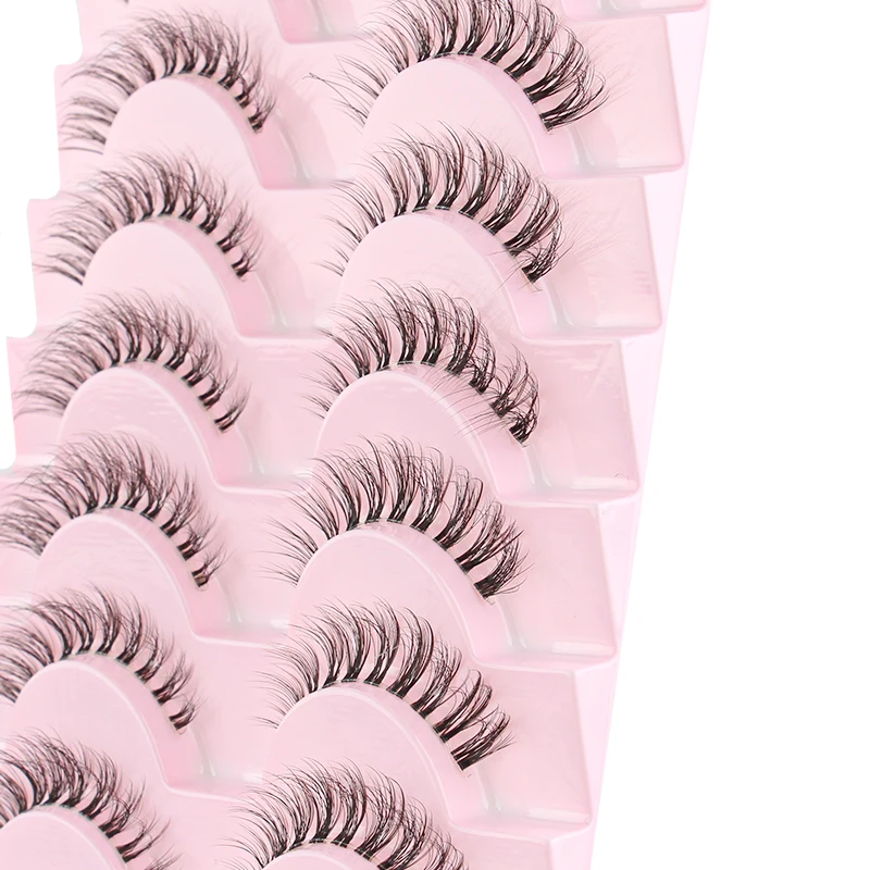 10 Pairs Natural False Eyelashes Manga Lashes 3D Natural Faux Mink Lashes Soft Fluffy Realistic Eyelash Extension Maquiagem