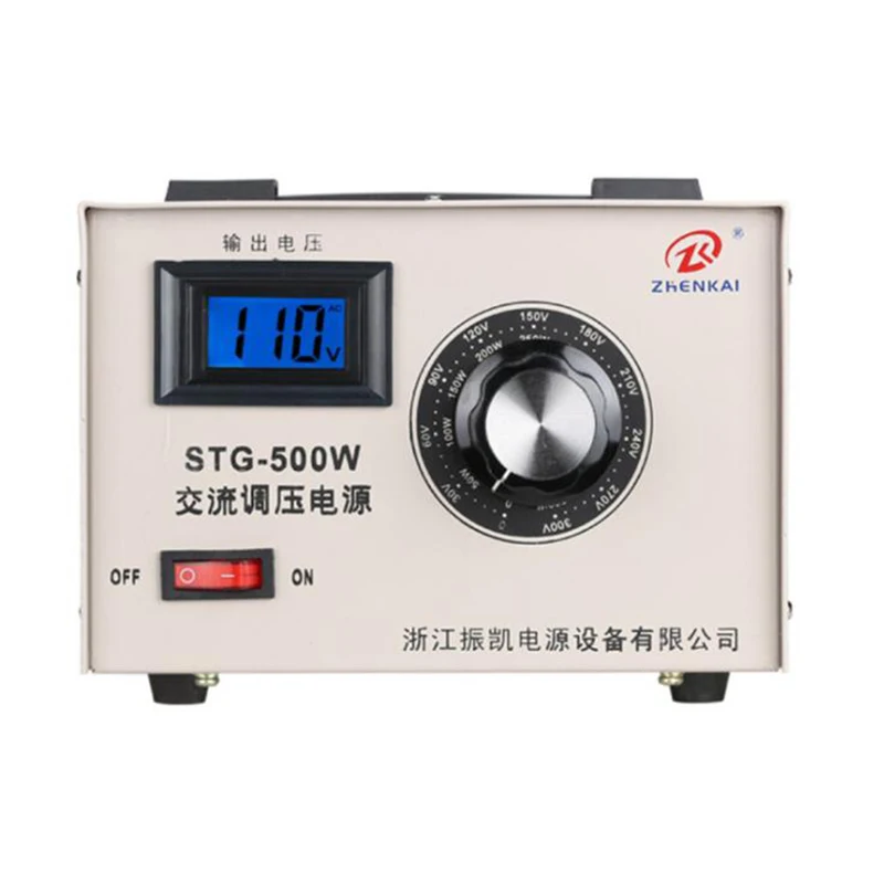 220V AC Power Source Single Phase Voltage Regulator Liquid Crystal Display Contact 0-300V Adjustable Power Transformer STG-500W