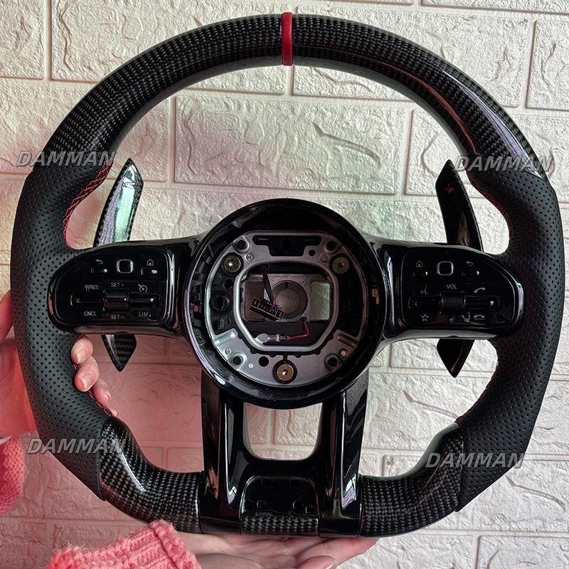 Car Steering Wheel Fit For Mercedes Benz AMG W205 W204 G55 G500 W212 W463 C63 S63 CLE GLC GLA A B C E S G Carbon Car Accessories