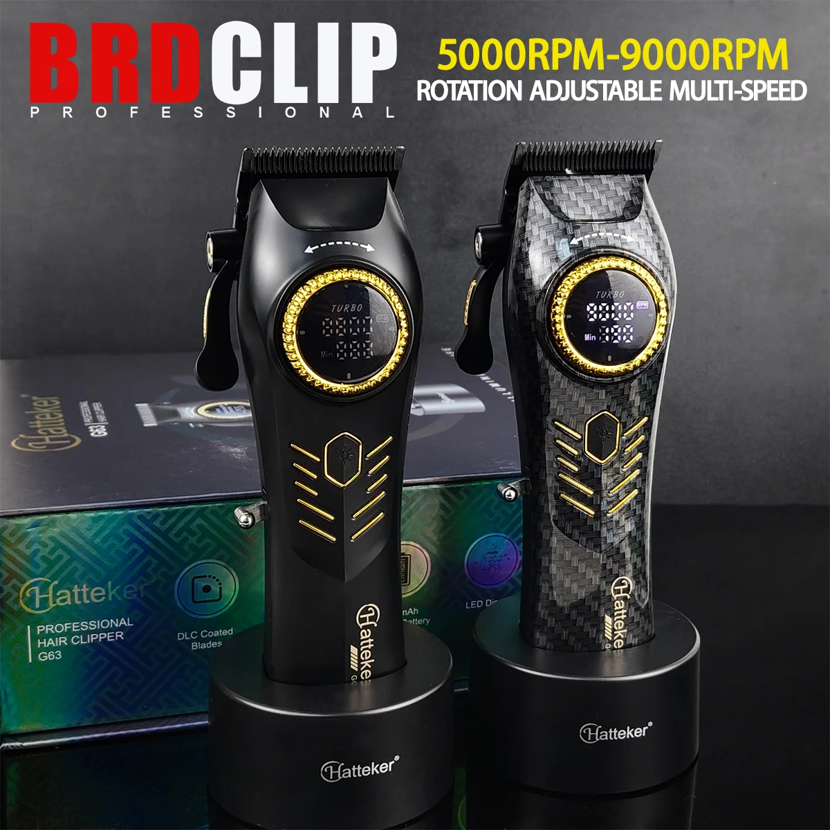 

Professional BRDCLIP G63 Electric Hair Clipper High Speed High Power 5000-9000RPM Electric Hair Clipper 42 Speed Adjustment Men